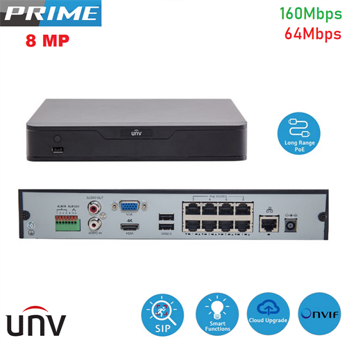 NVR 16CH (12MP) 8 POE+  320 Mbps HDMI 4K               PRIME